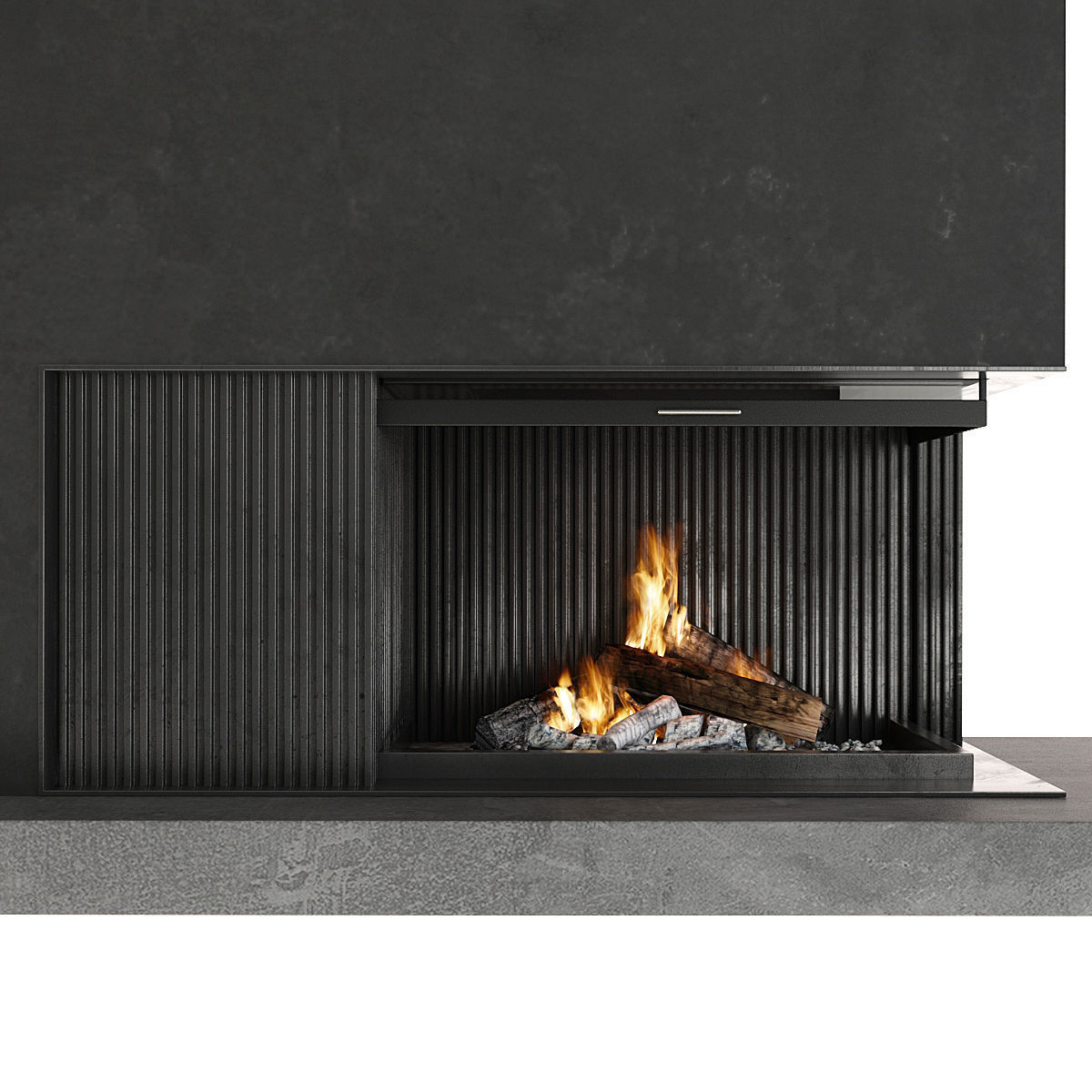 Fireplace modern with logs 3D model_13