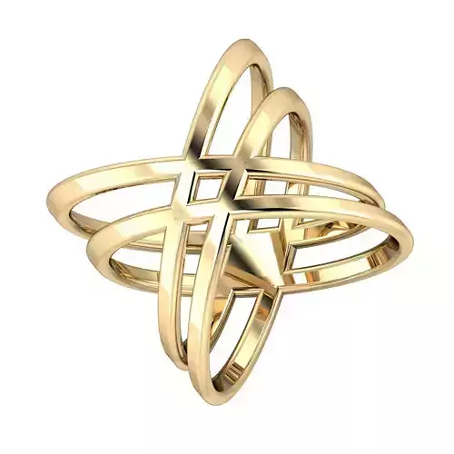 SWARING12 gold ring with three interlocking rings 3D print model