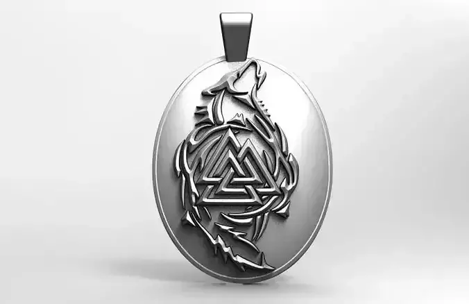 Valknut wolf pendant