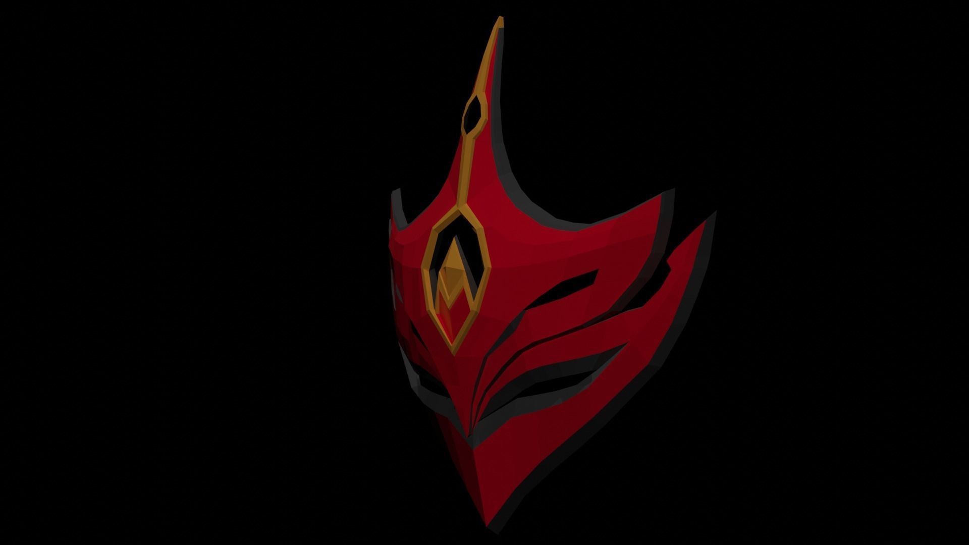 Tartaglia Childe Mask Genshin Impact Low Poly Low-poly 3D model_1