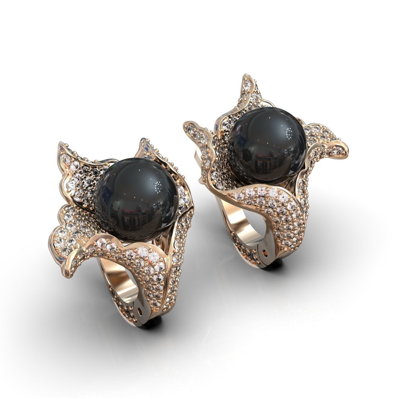 sea earrings with pearls  3D print model_23