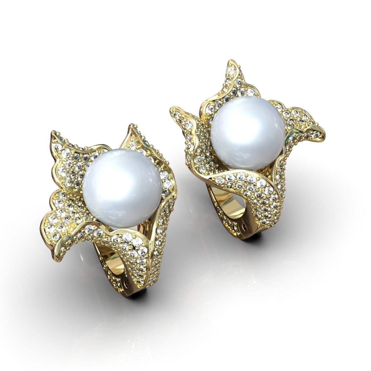 sea earrings with pearls  3D print model_21