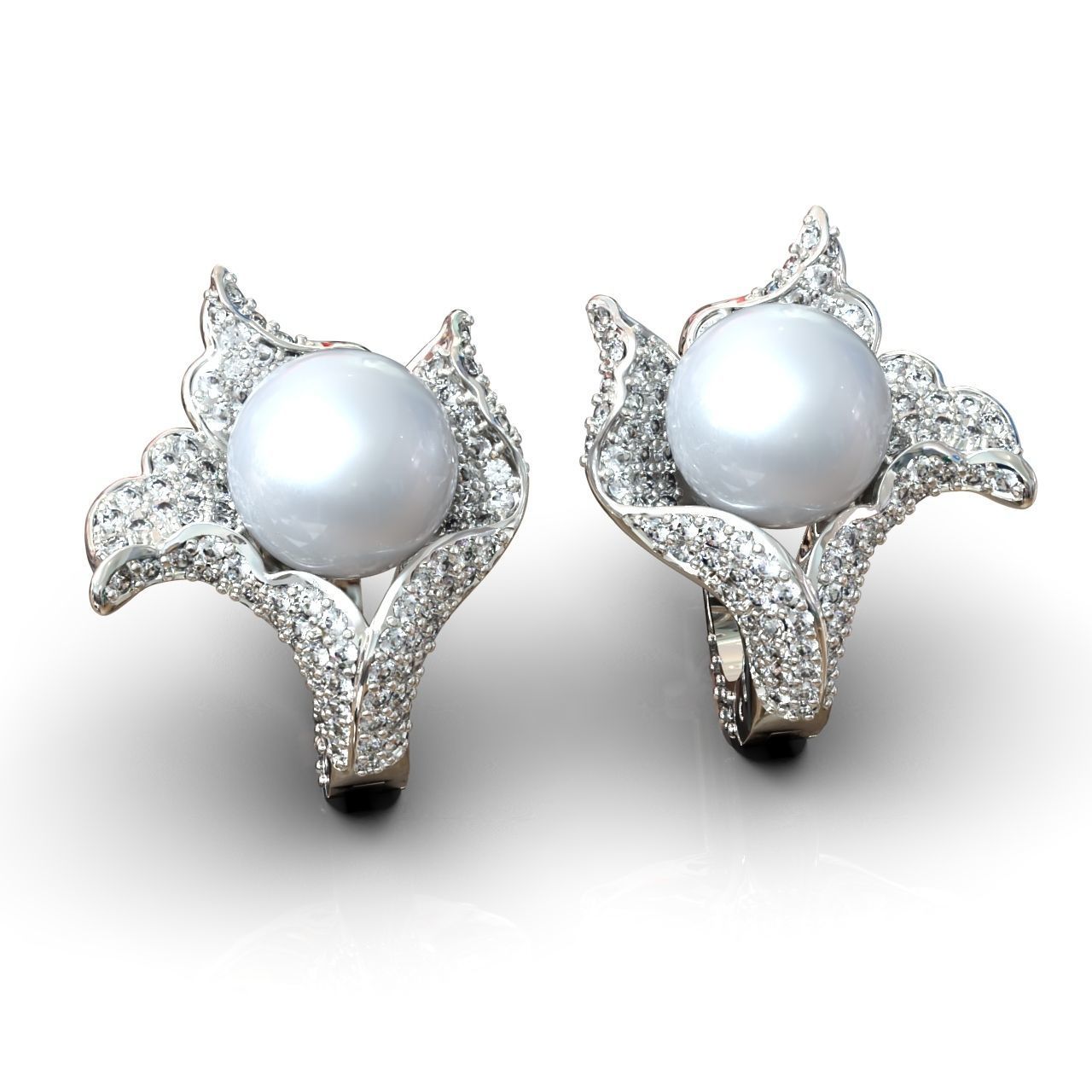 sea earrings with pearls  3D print model_15