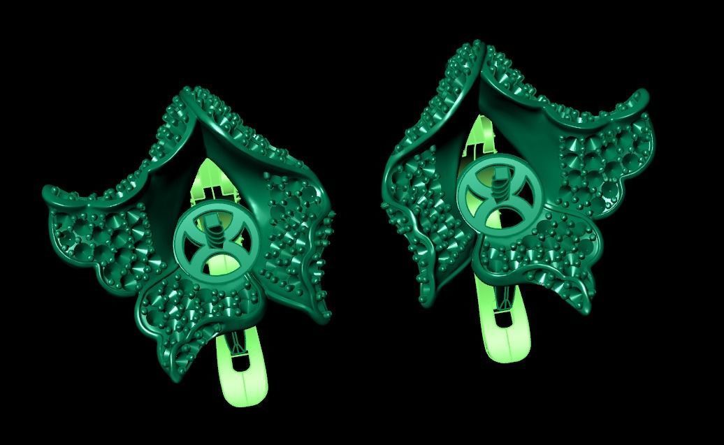 sea earrings with pearls  3D print model_14