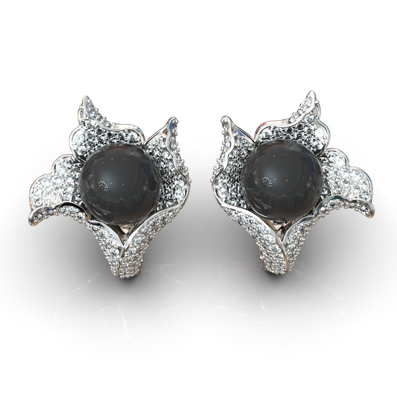 sea earrings with pearls  3D print model_2