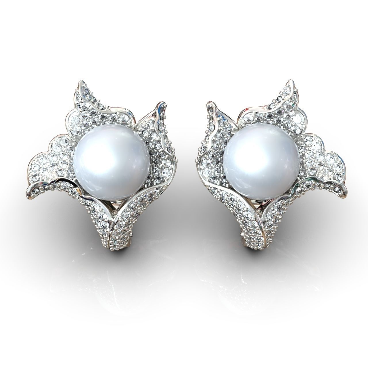 sea earrings with pearls  3D print model_17