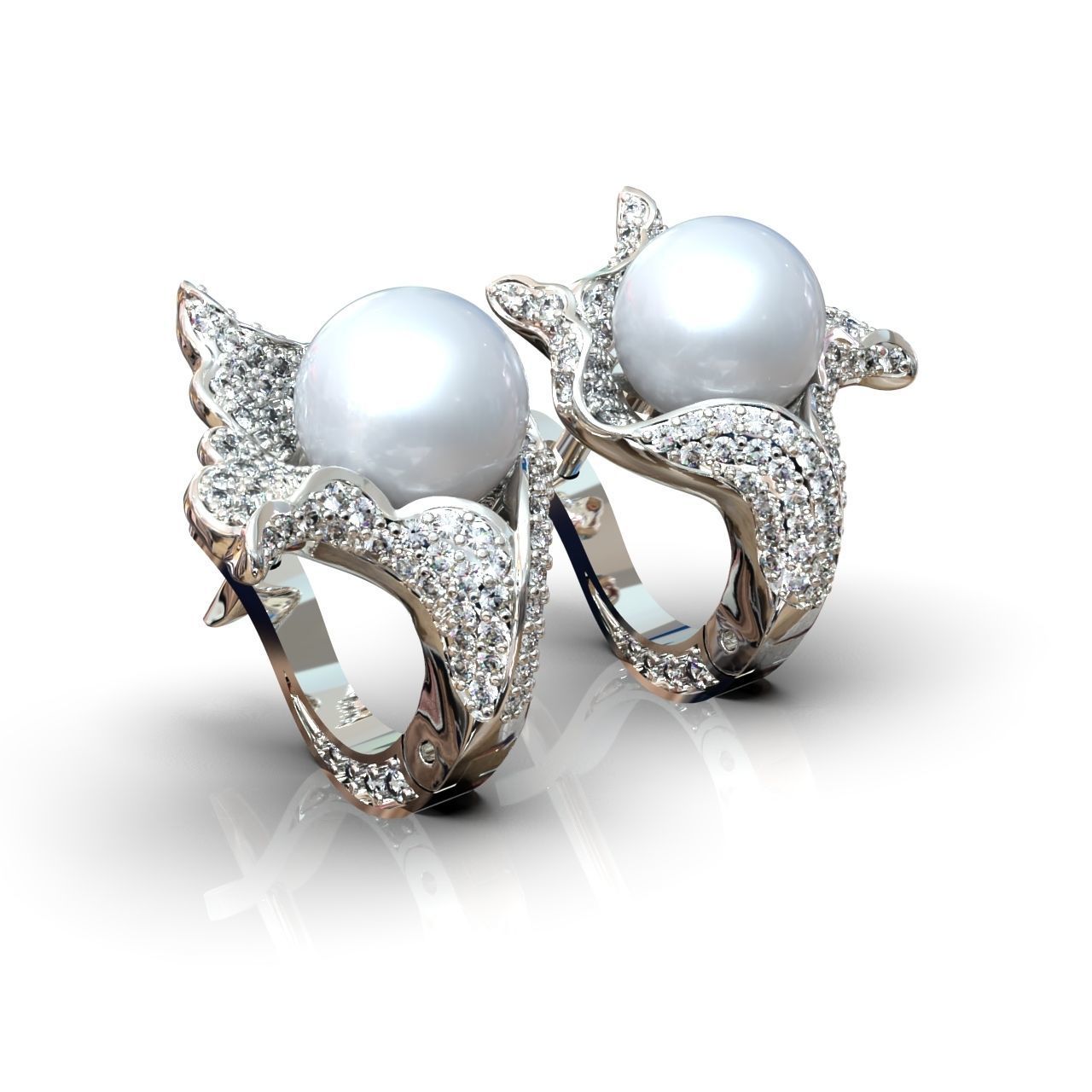 sea earrings with pearls  3D print model_16