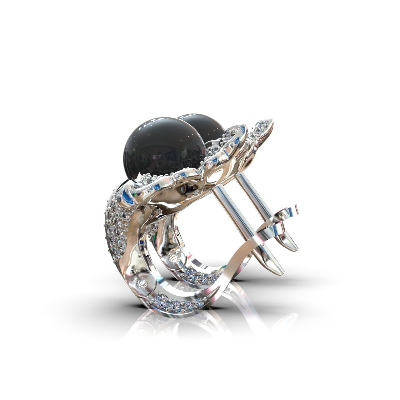 sea earrings with pearls  3D print model_18