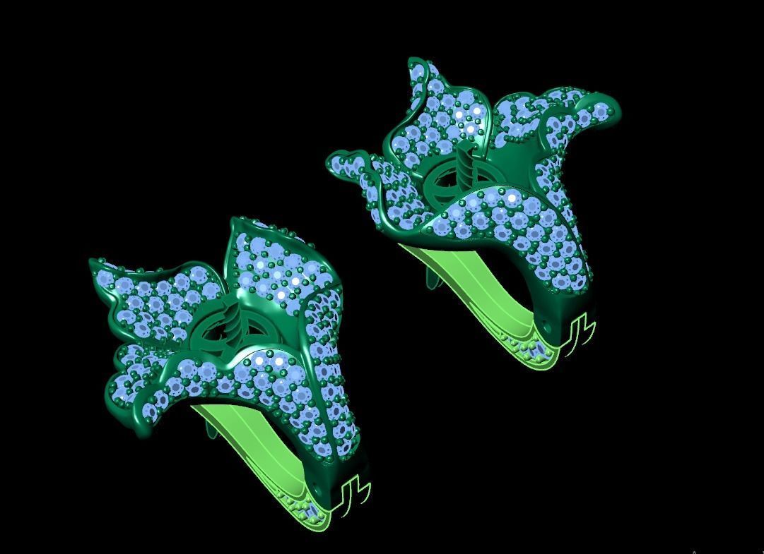 sea earrings with pearls  3D print model_13