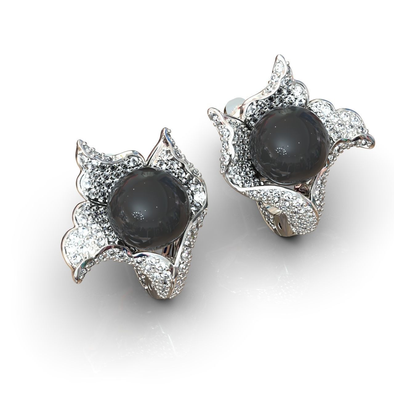 sea earrings with pearls  3D print model_19