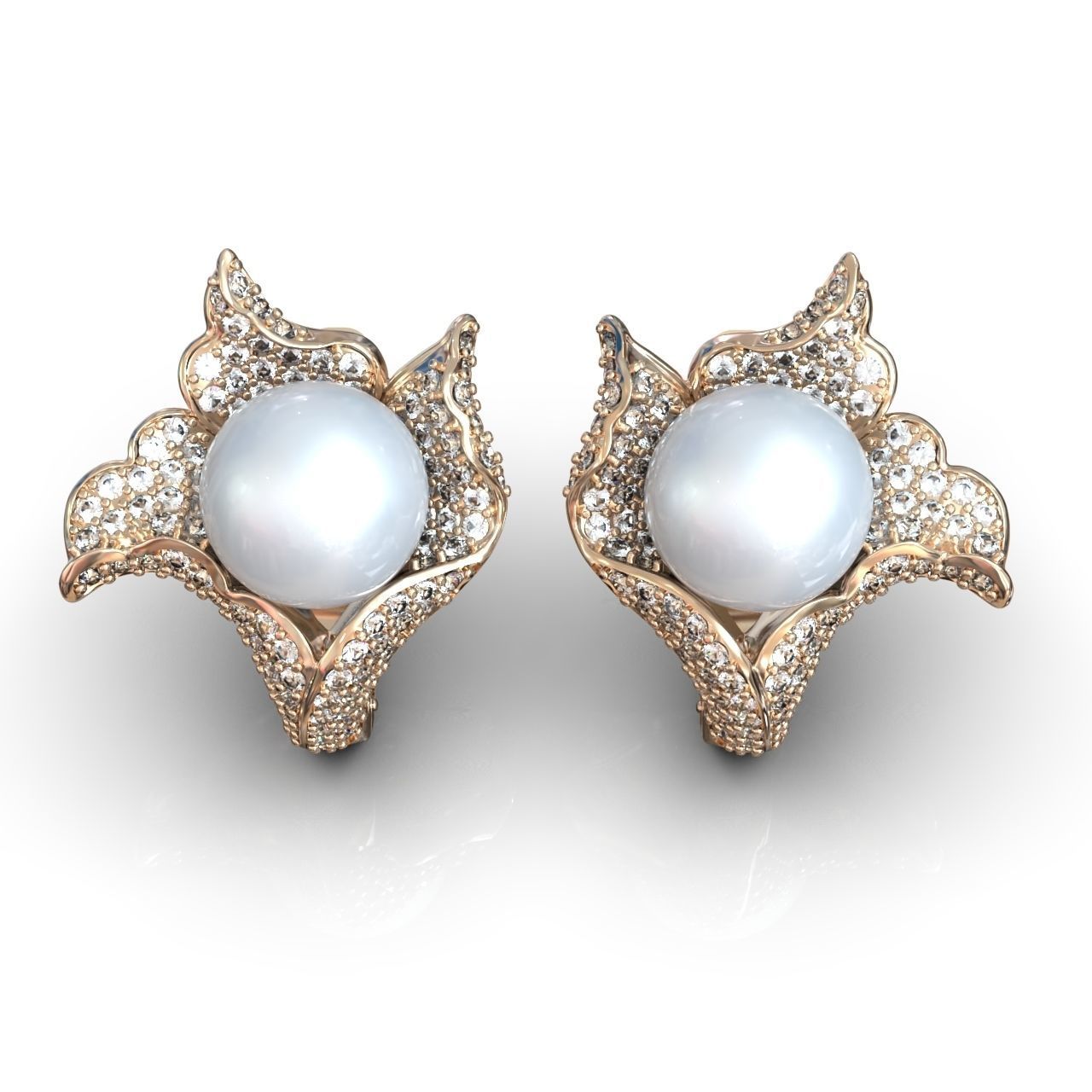 sea earrings with pearls  3D print model_24