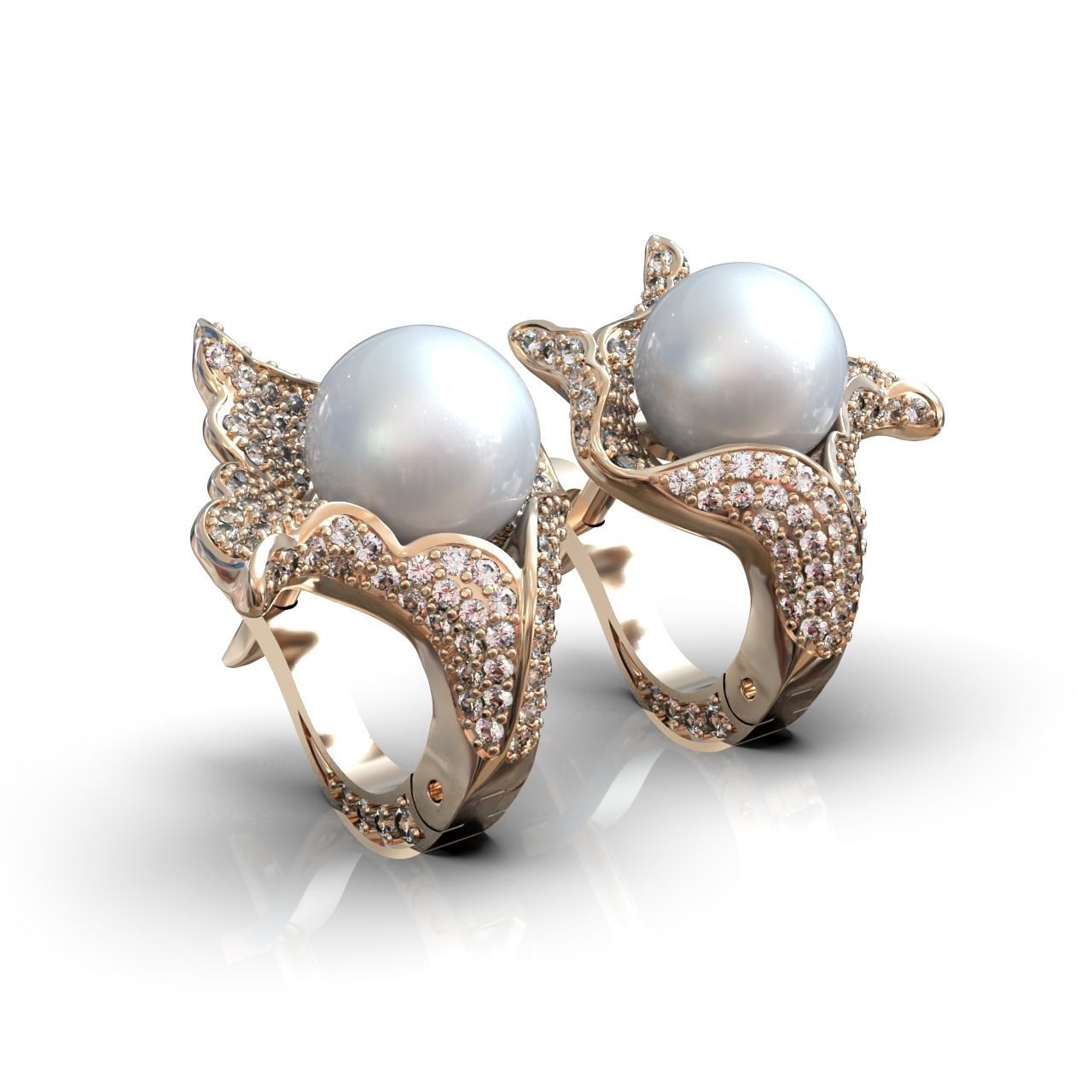 sea earrings with pearls  3D print model_25