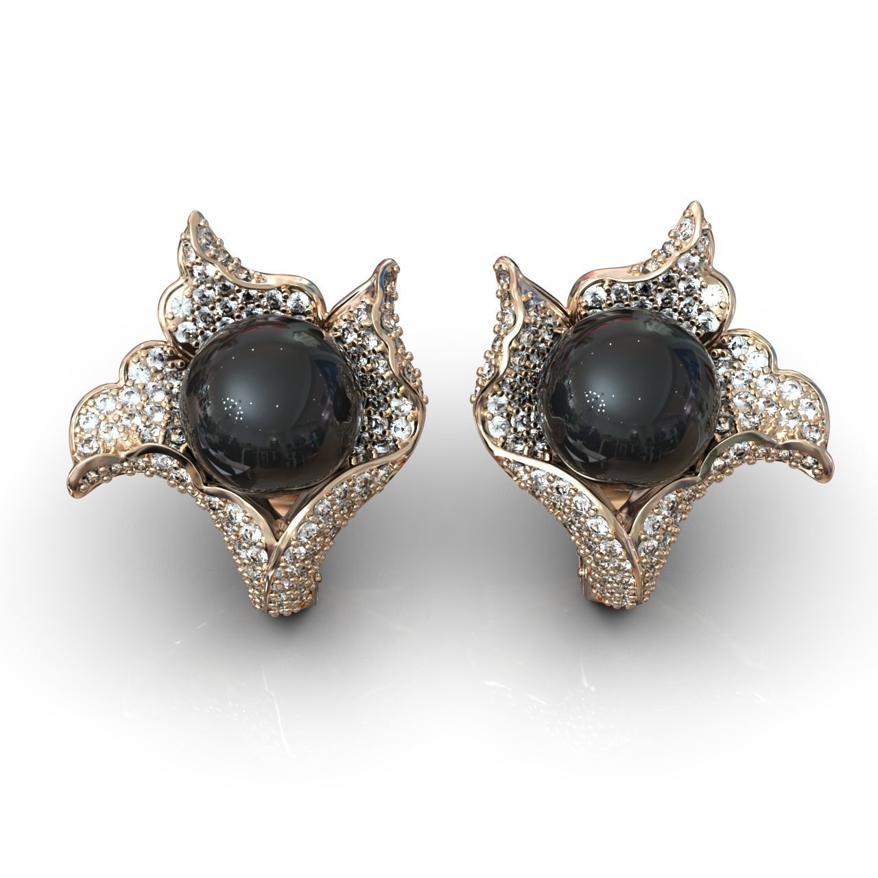 sea earrings with pearls  3D print model_22