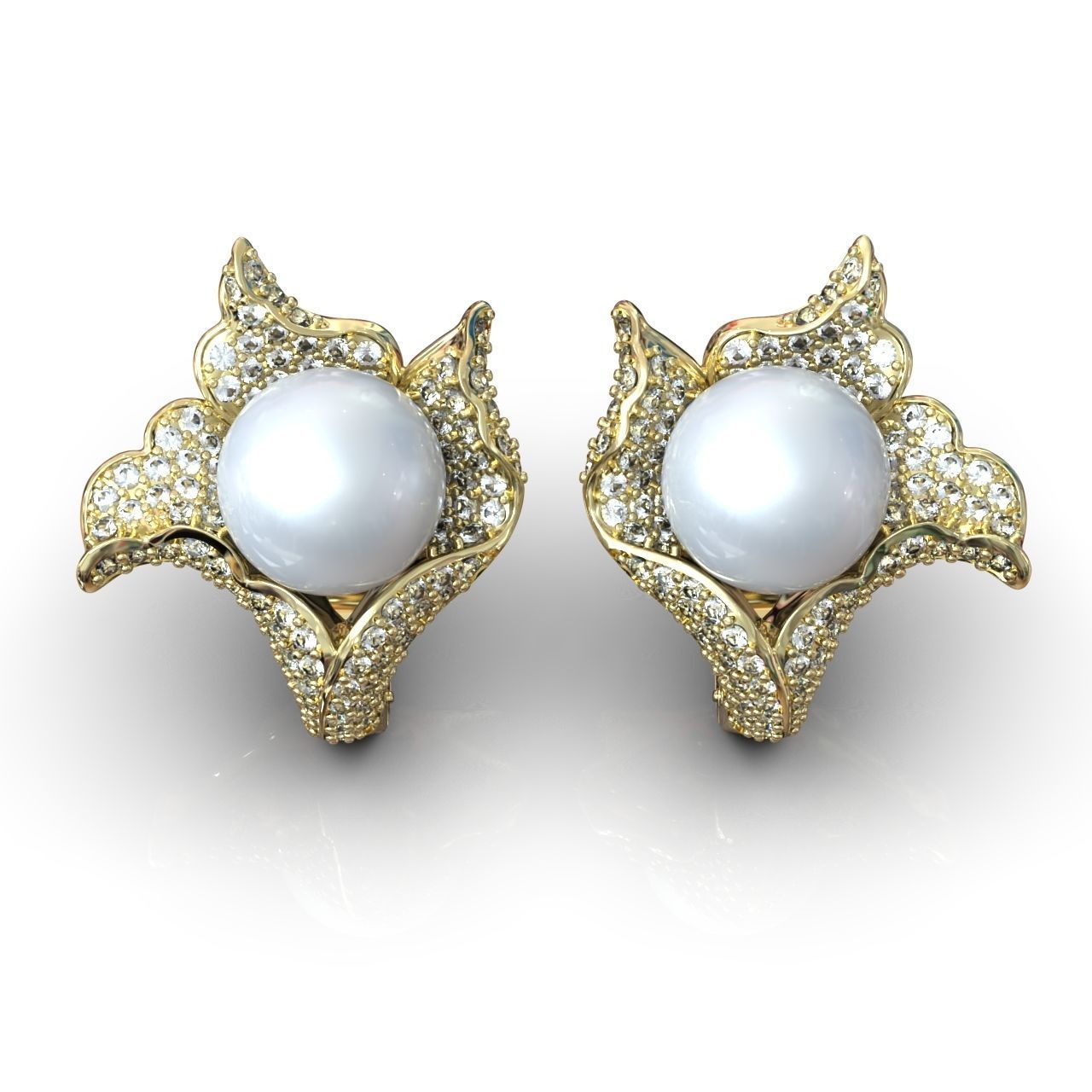 sea earrings with pearls  3D print model_20