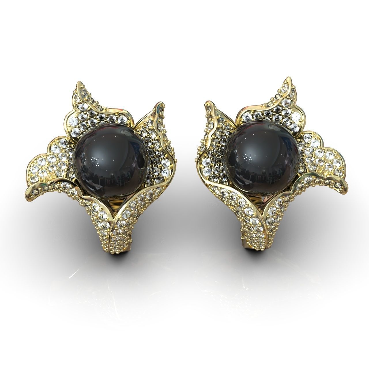 sea earrings with pearls  3D print model_1