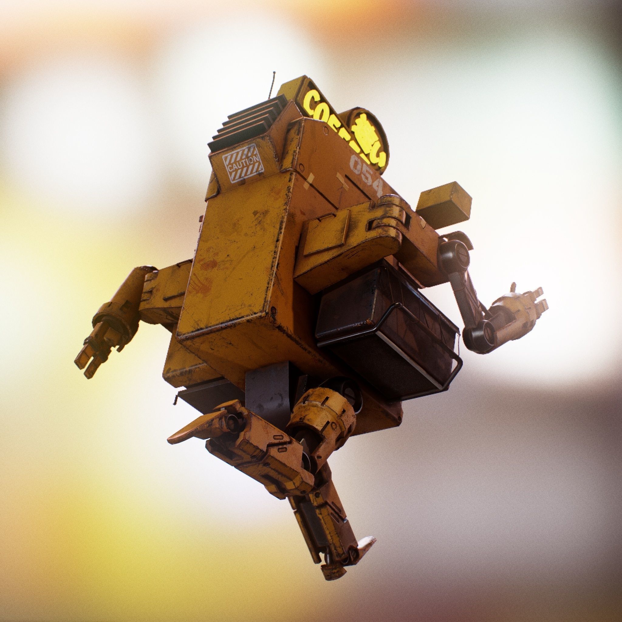 Vending Robot - Post Apocalyptic Mech Low-poly 3D model_8