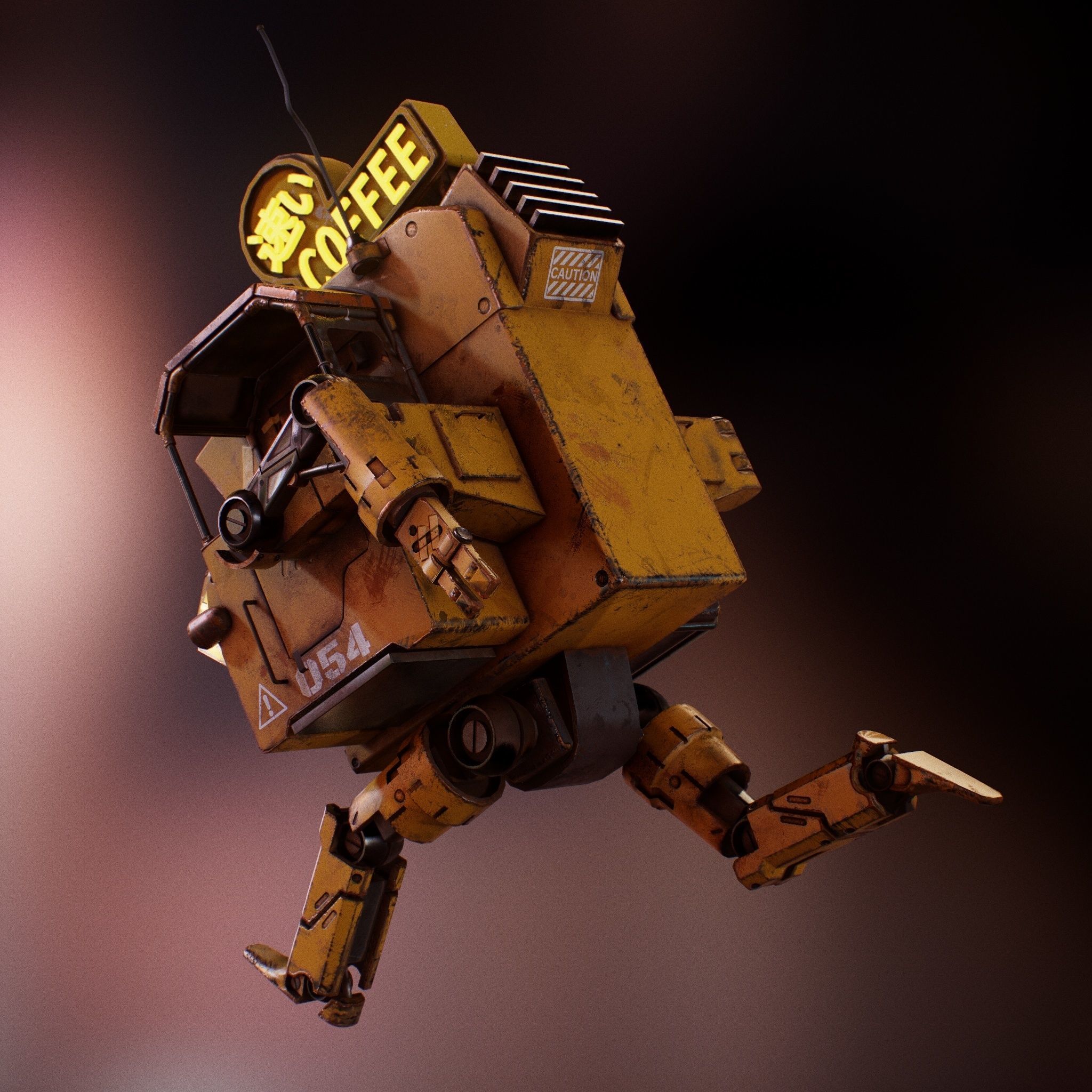 Vending Robot - Post Apocalyptic Mech Low-poly 3D model_5