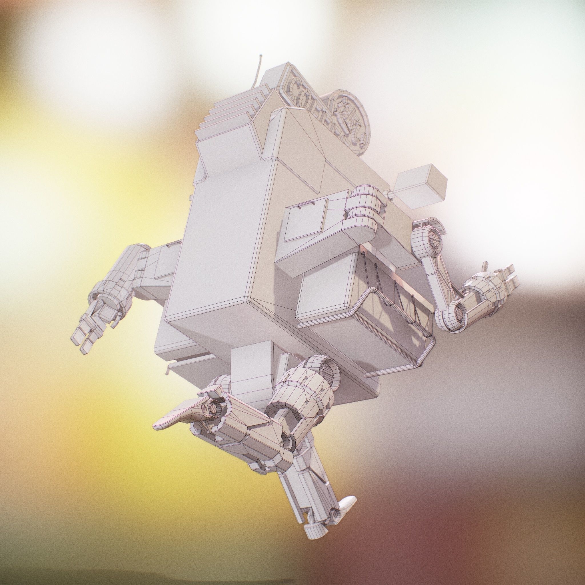 Vending Robot - Post Apocalyptic Mech Low-poly 3D model_10