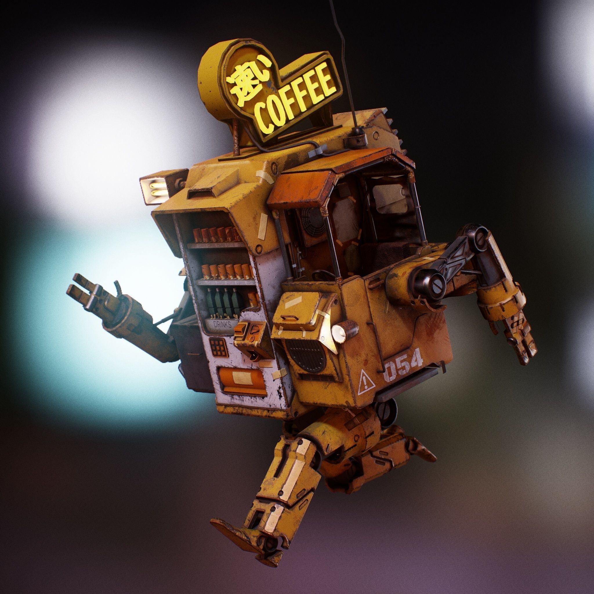 Vending Robot - Post Apocalyptic Mech Low-poly 3D model_4