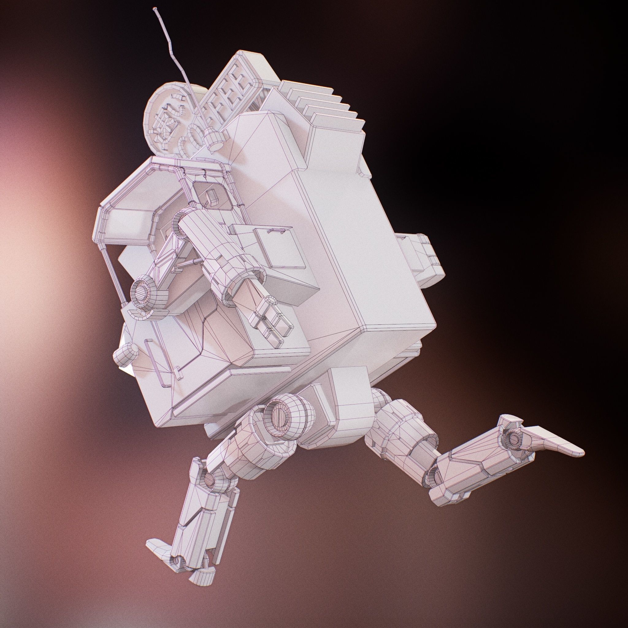Vending Robot - Post Apocalyptic Mech Low-poly 3D model_9