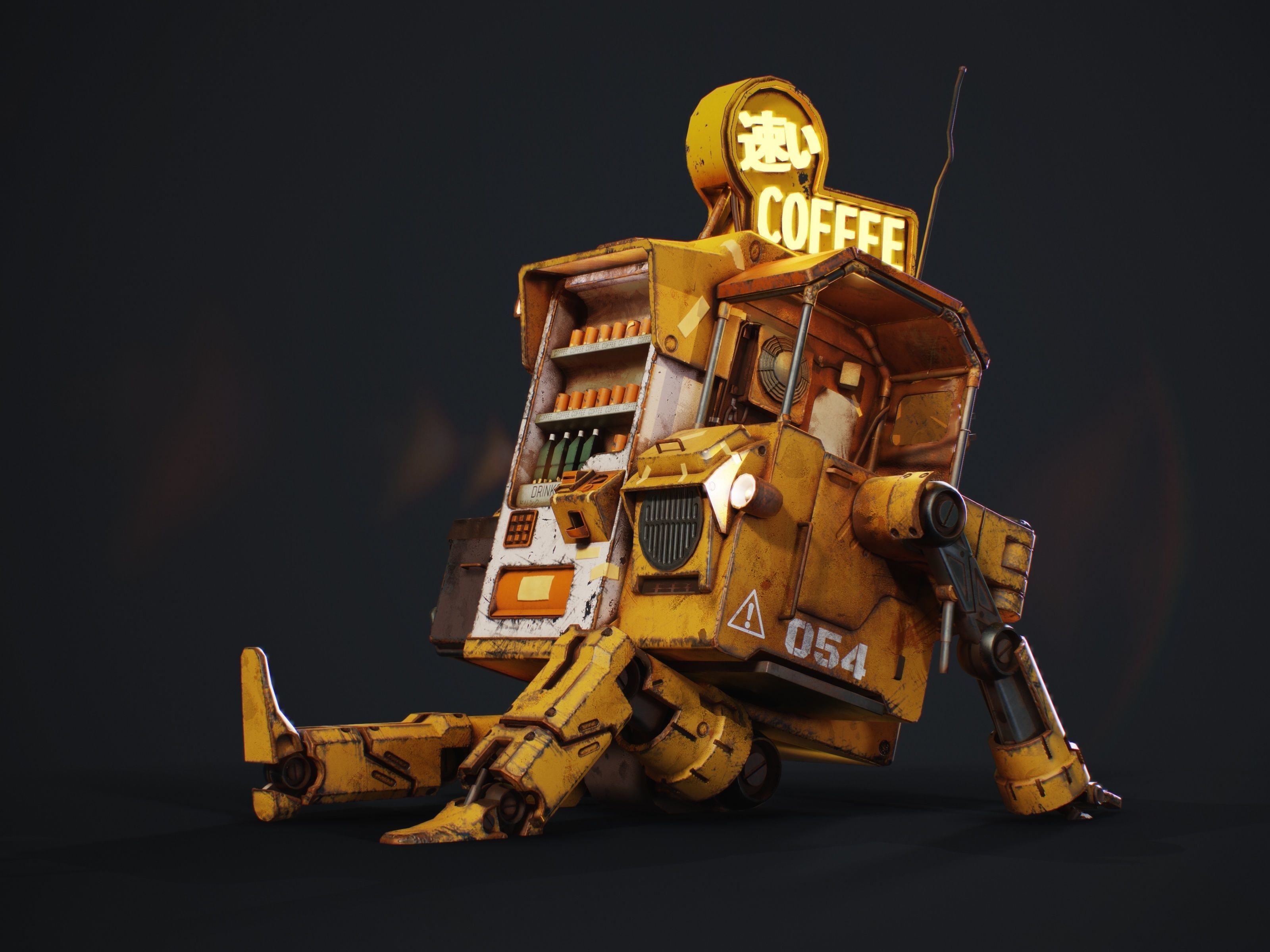 Vending Robot - Post Apocalyptic Mech Low-poly 3D model_2
