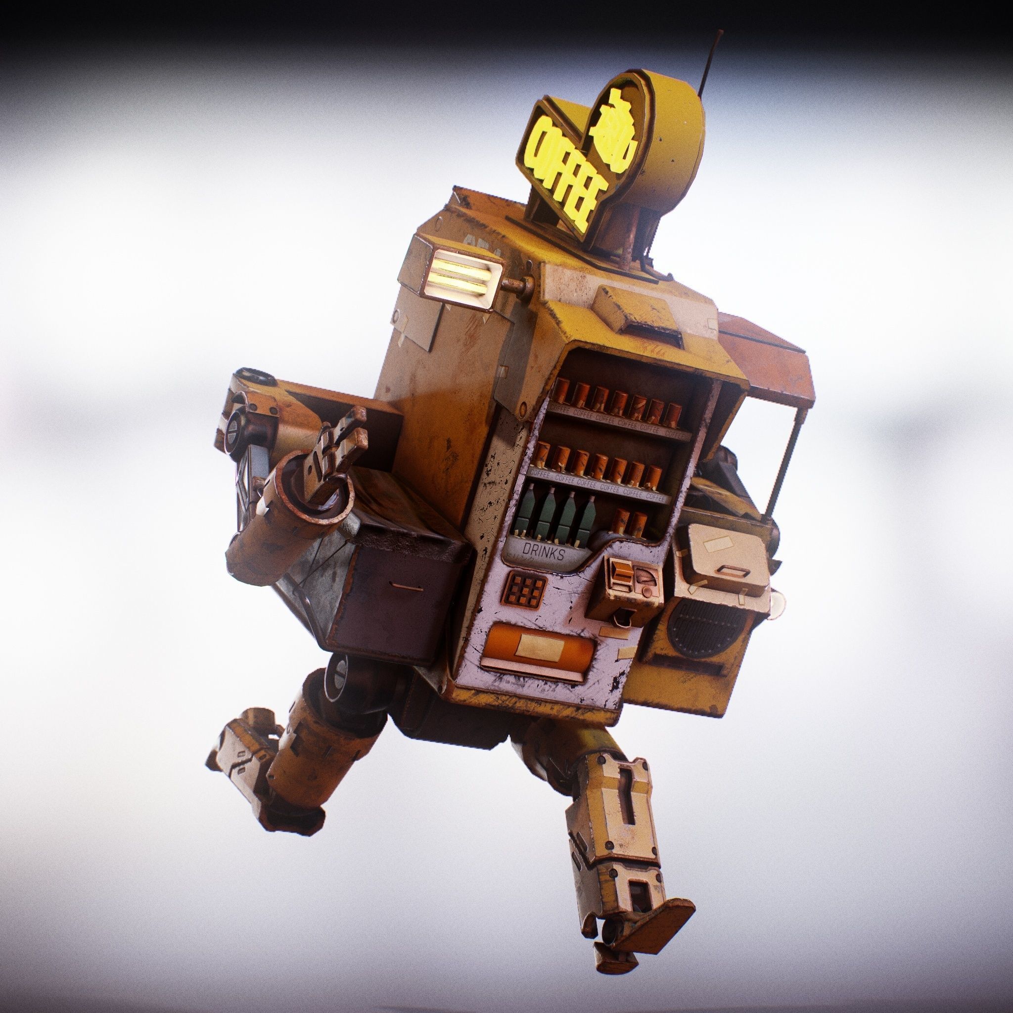 Vending Robot - Post Apocalyptic Mech Low-poly 3D model_11