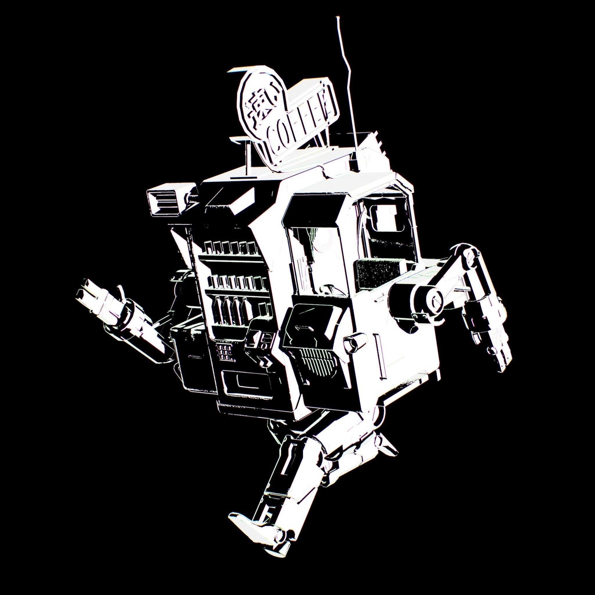 Vending Robot - Post Apocalyptic Mech Low-poly 3D model_3