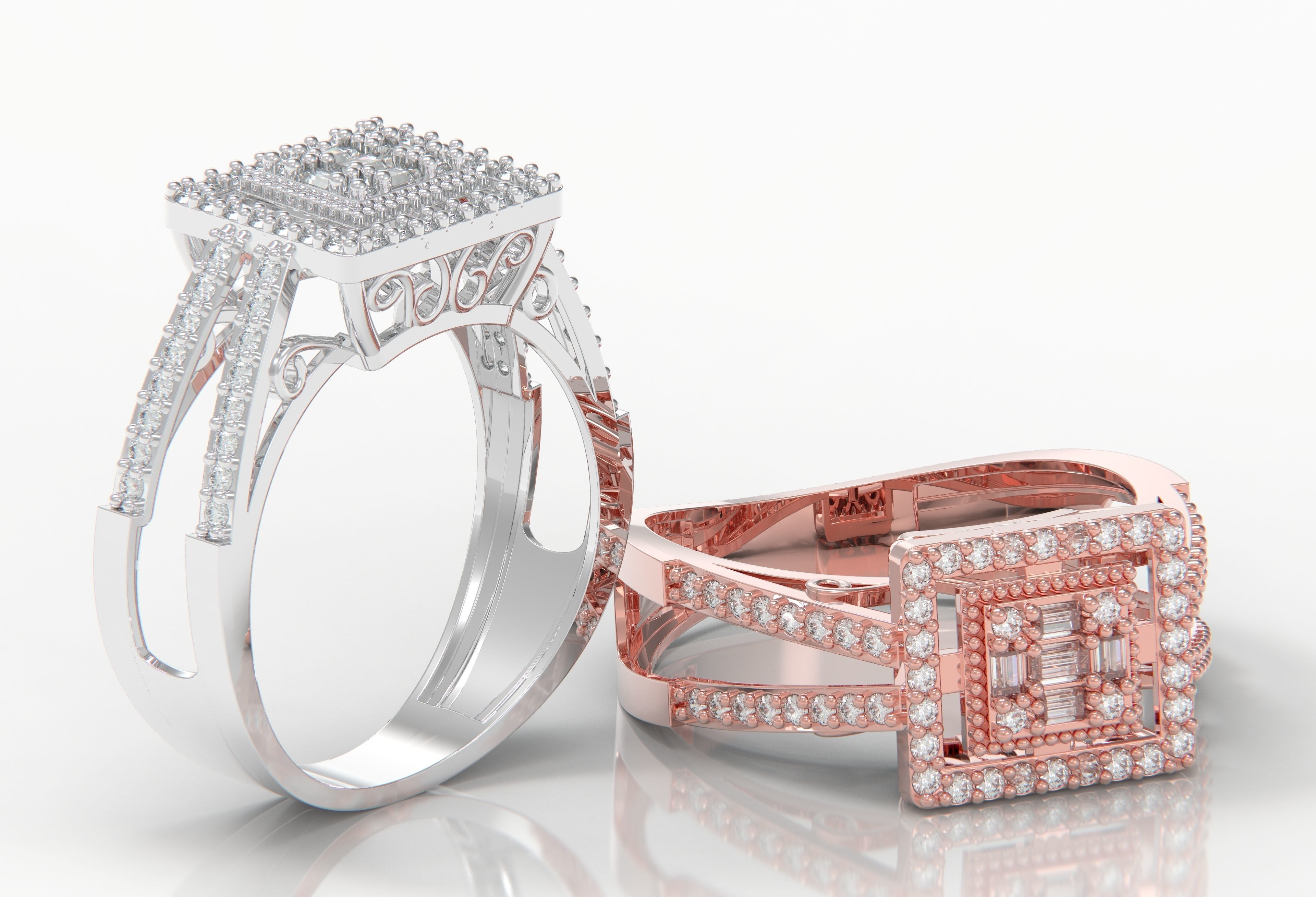 M1299009 Baguette ring 3D print model_1