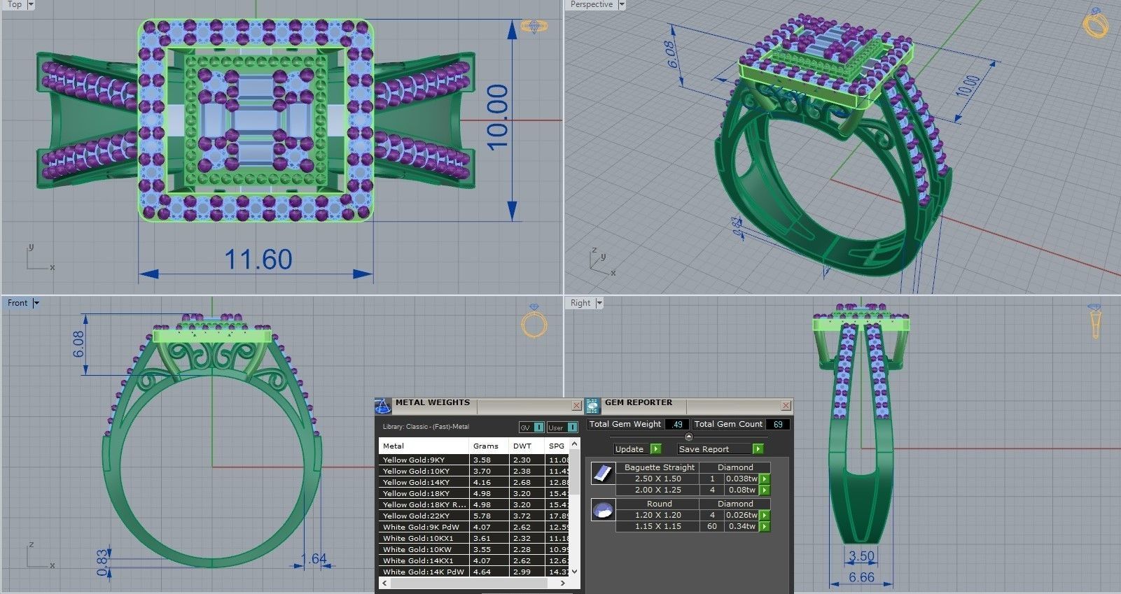 M1299009 Baguette ring 3D print model_12