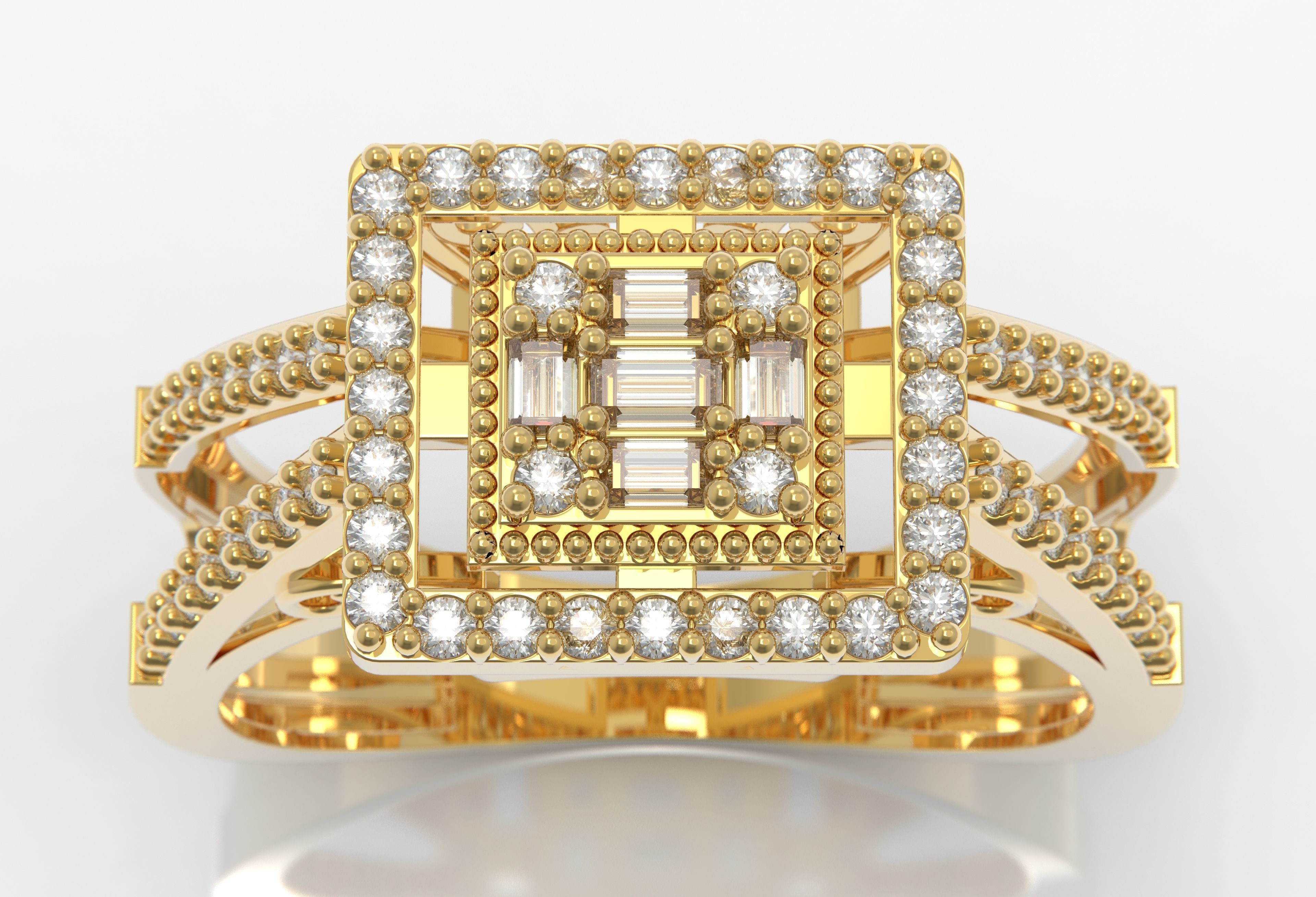 M1299009 Baguette ring 3D print model_2