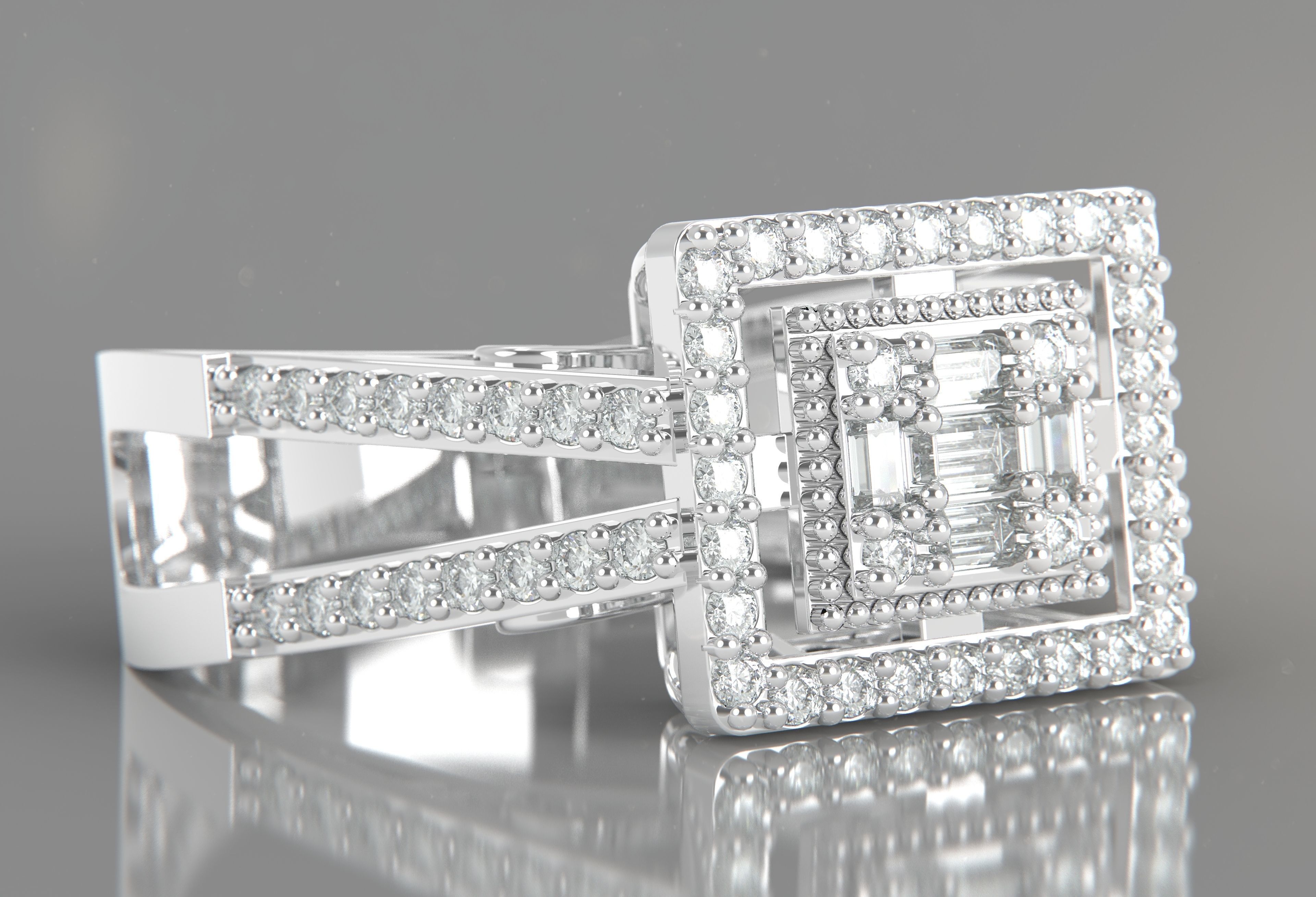 M1299009 Baguette ring 3D print model_3