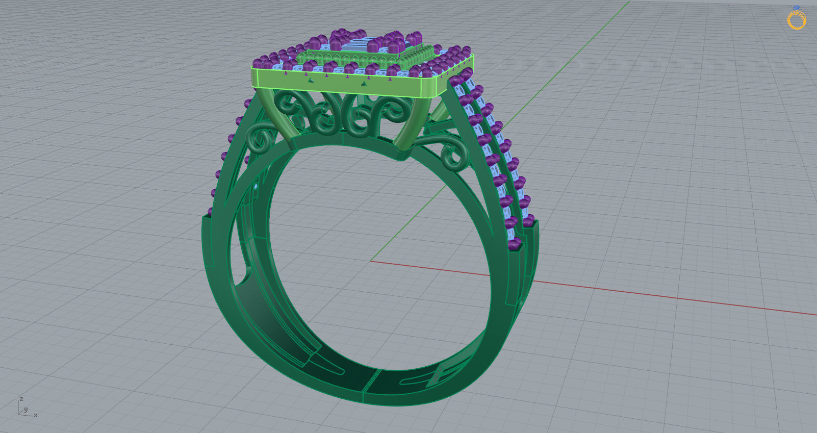 M1299009 Baguette ring 3D print model_9