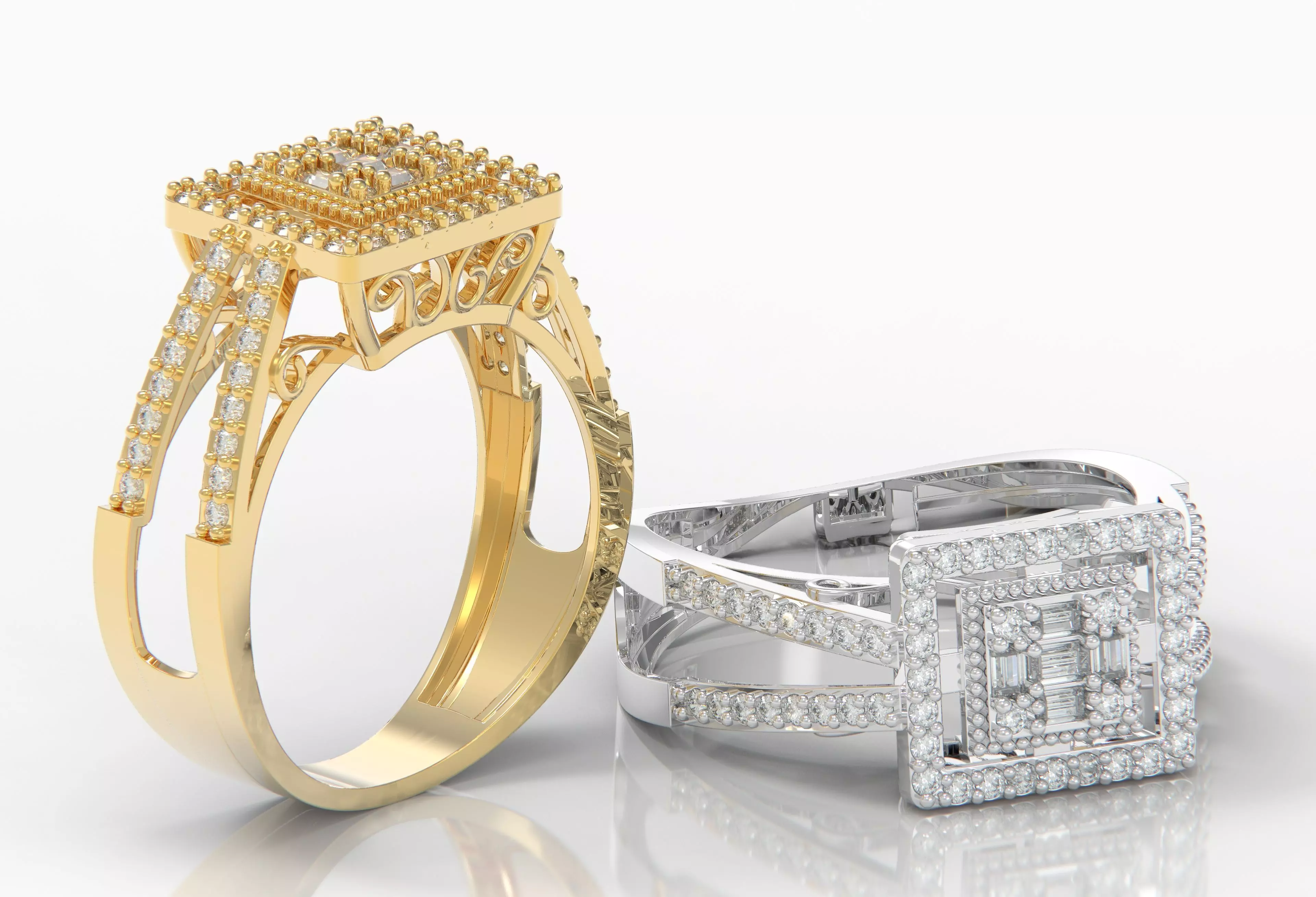 M1299009 Baguette ring 3D print model_0