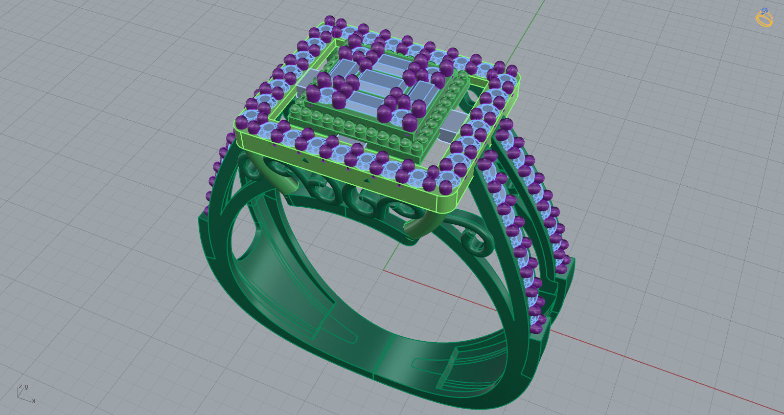 M1299009 Baguette ring 3D print model_8