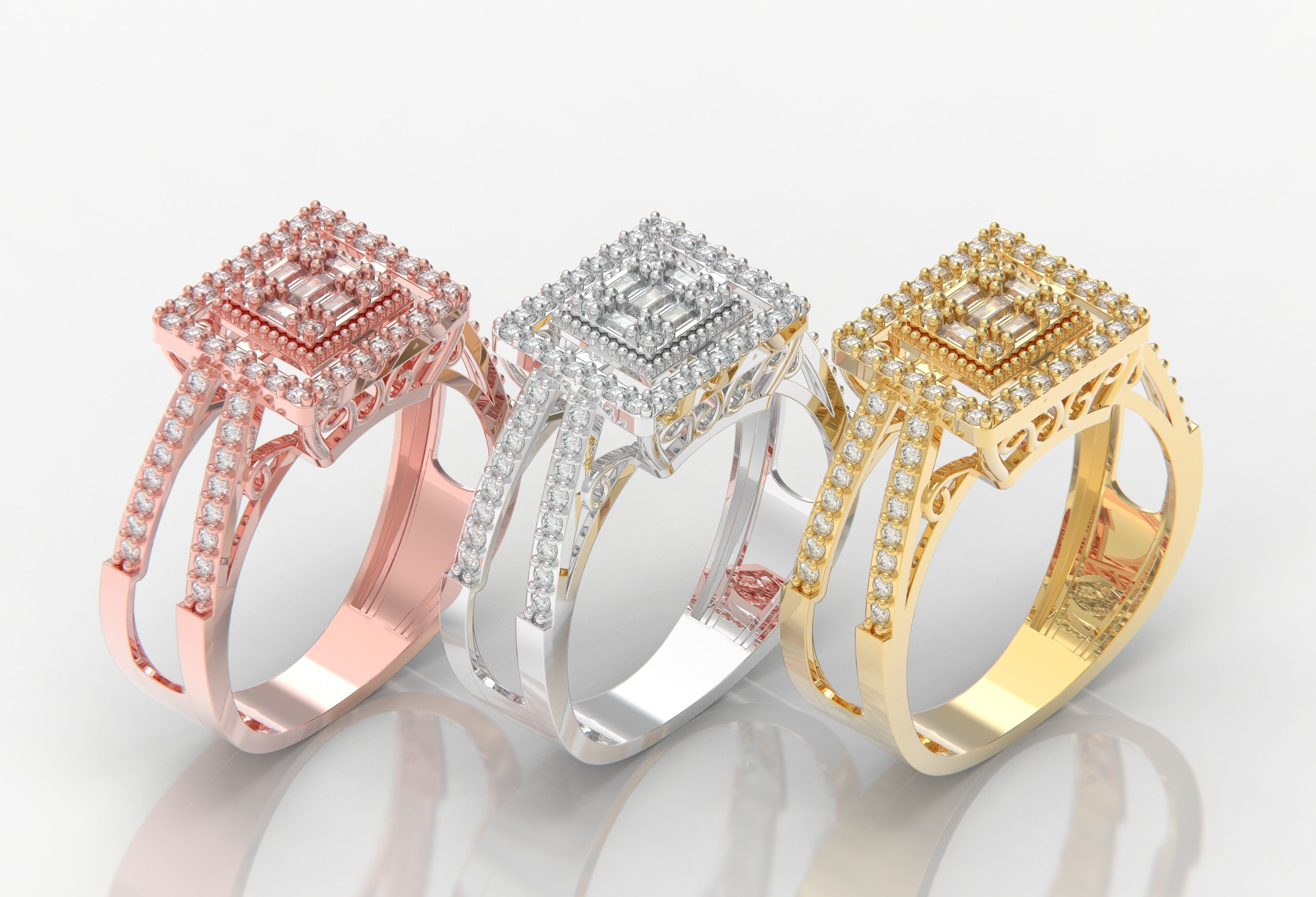 M1299009 Baguette ring 3D print model_4