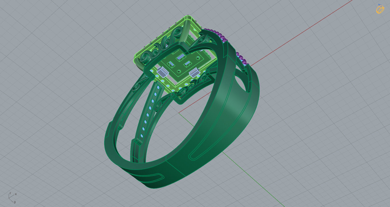 M1299009 Baguette ring 3D print model_10