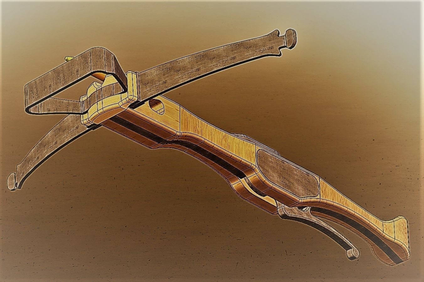 medieval micro crossbow 3D model_2