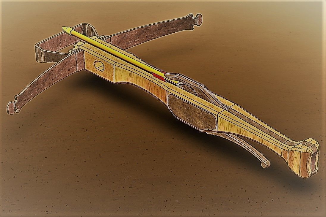 medieval micro crossbow 3D model_4