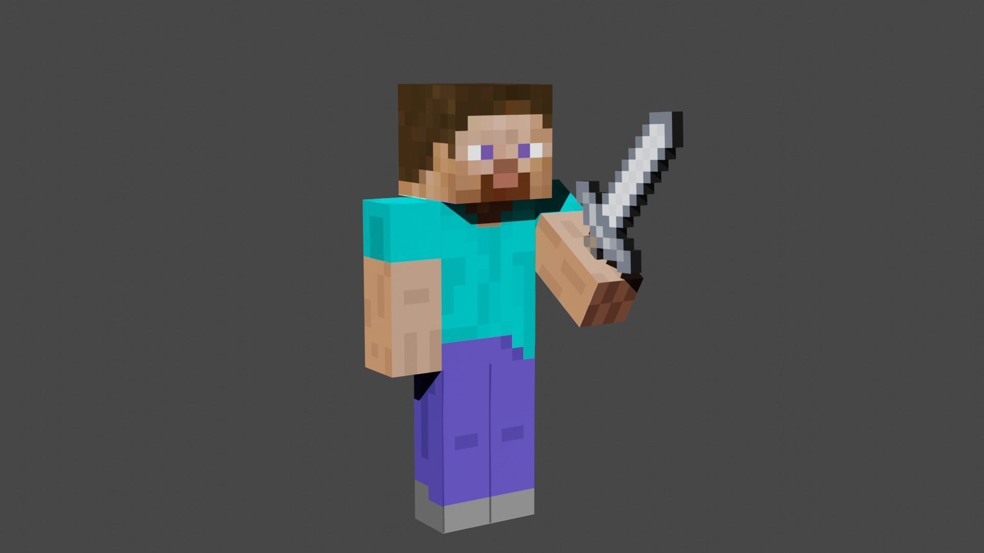 Minecraft steve low-poly rigged Free low-poly 3D model_5