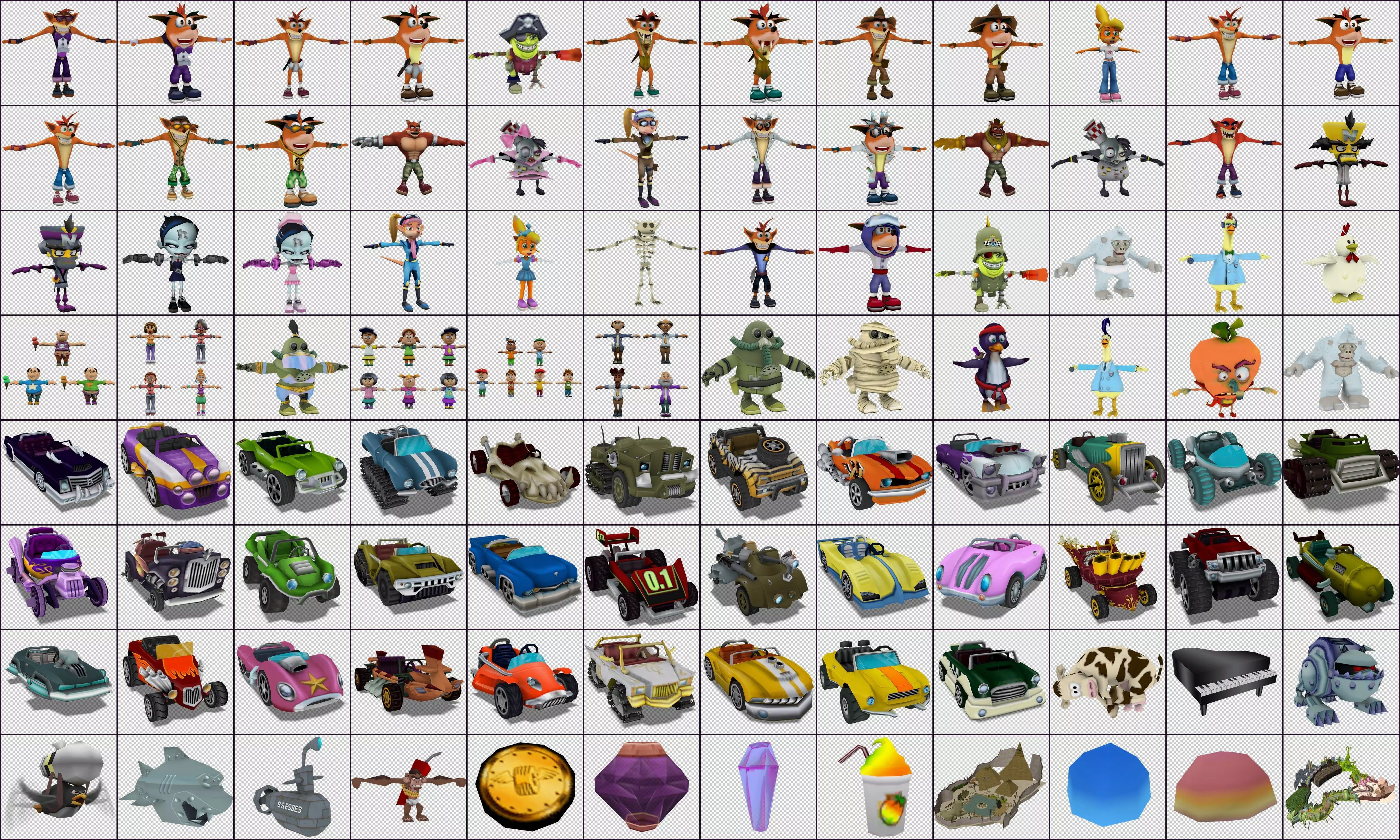 Cartoon - Characters cars weapons Low-poly 3D model