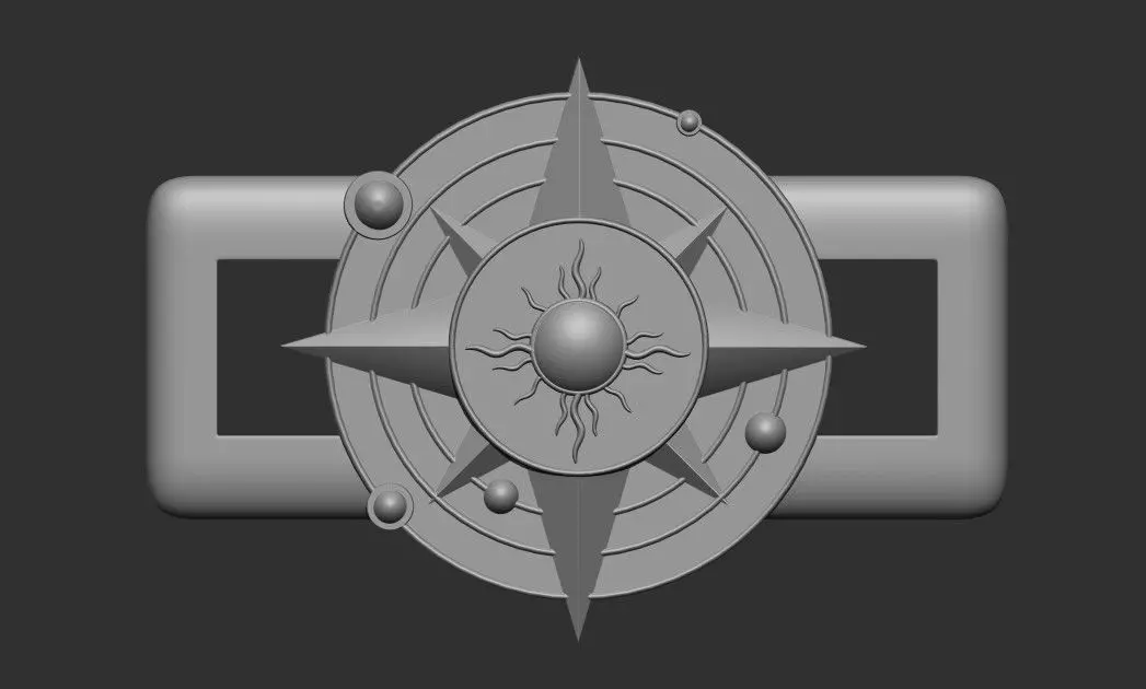 Compass Rose lace buckle 3D print model_0