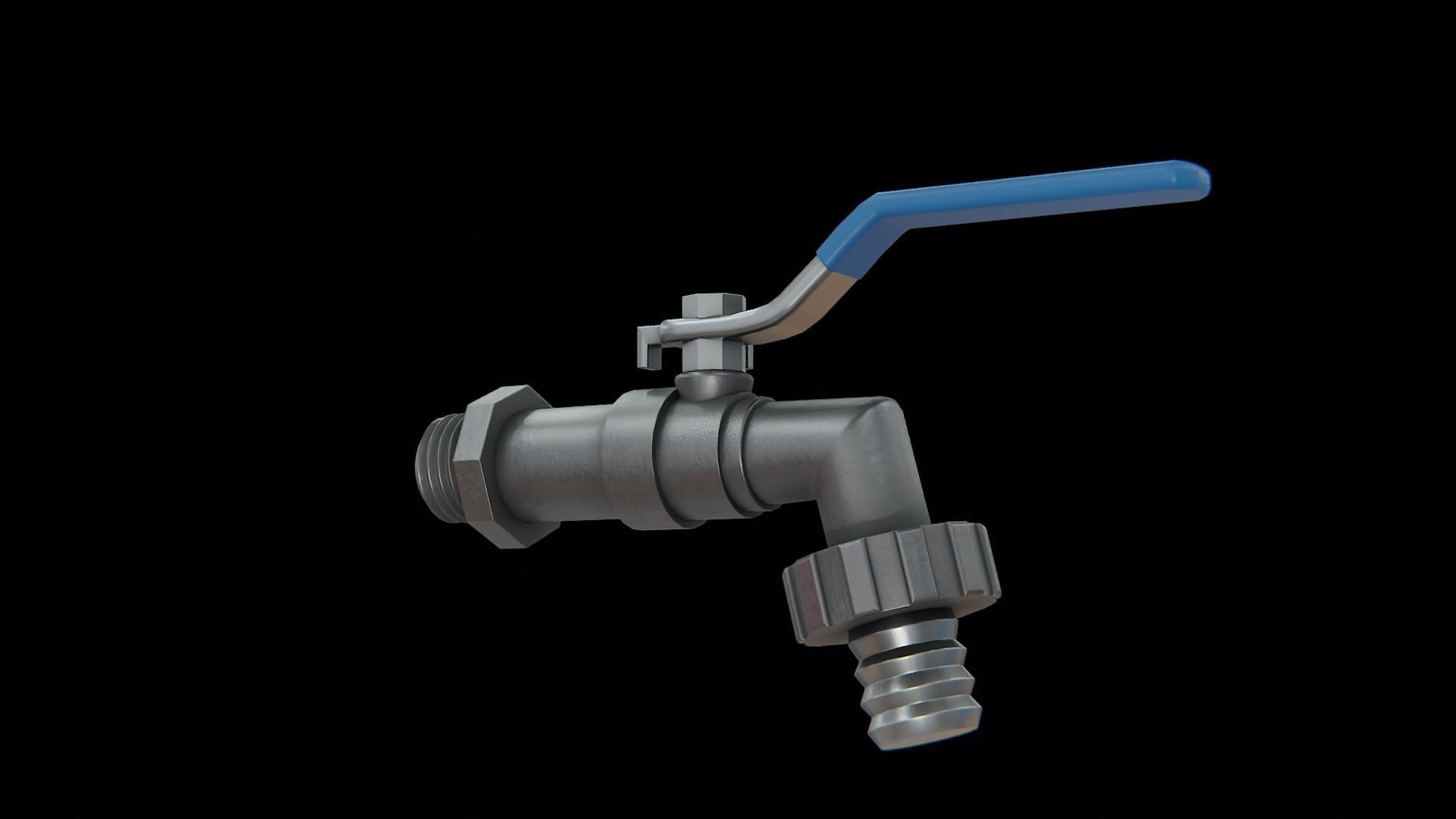 Valve Tap blue Low-poly 3D model_2