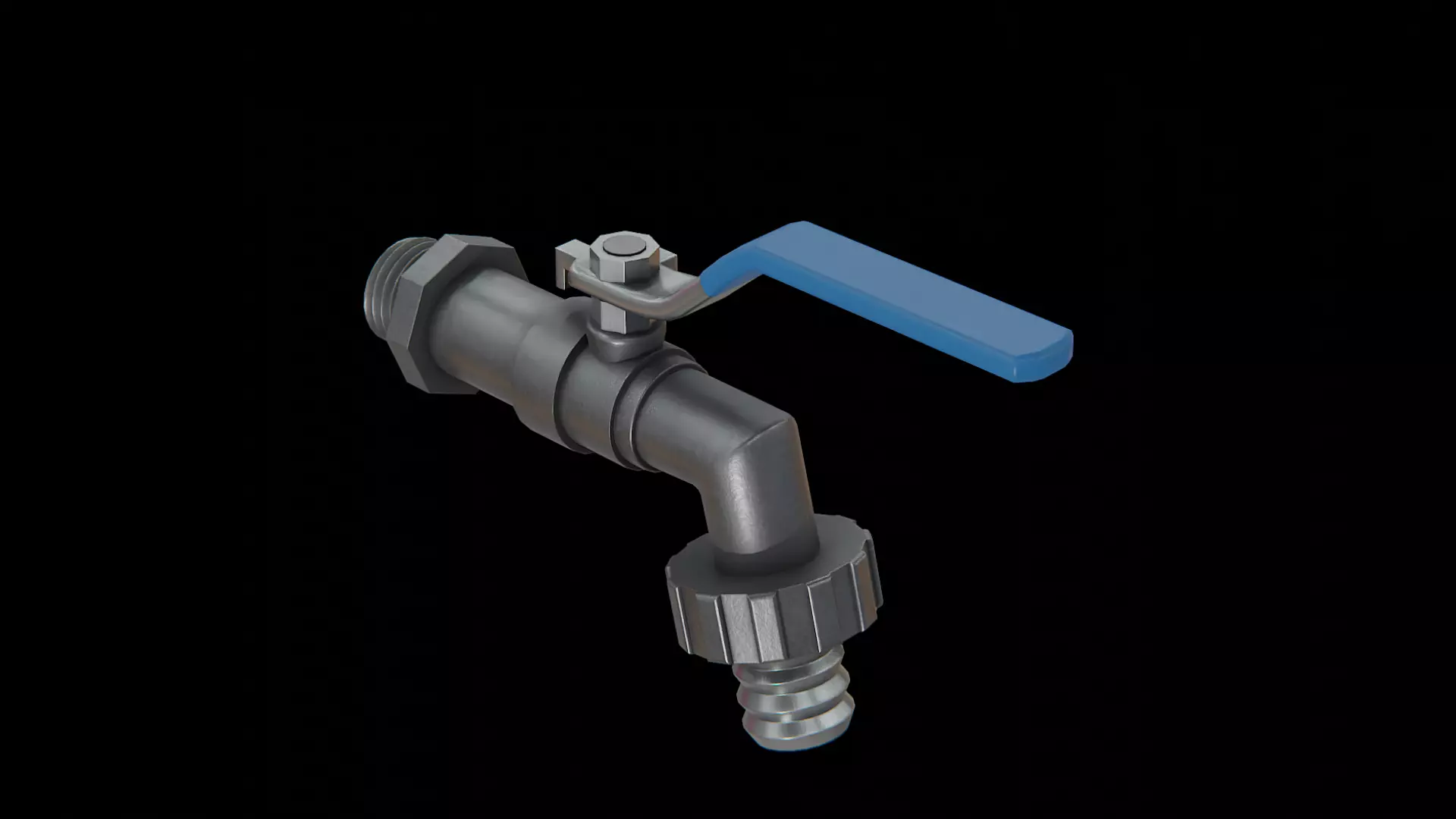 Valve Tap blue Low-poly 3D model_0