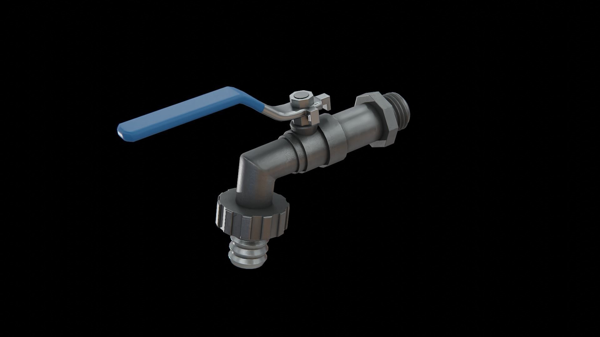 Valve Tap blue Low-poly 3D model_4
