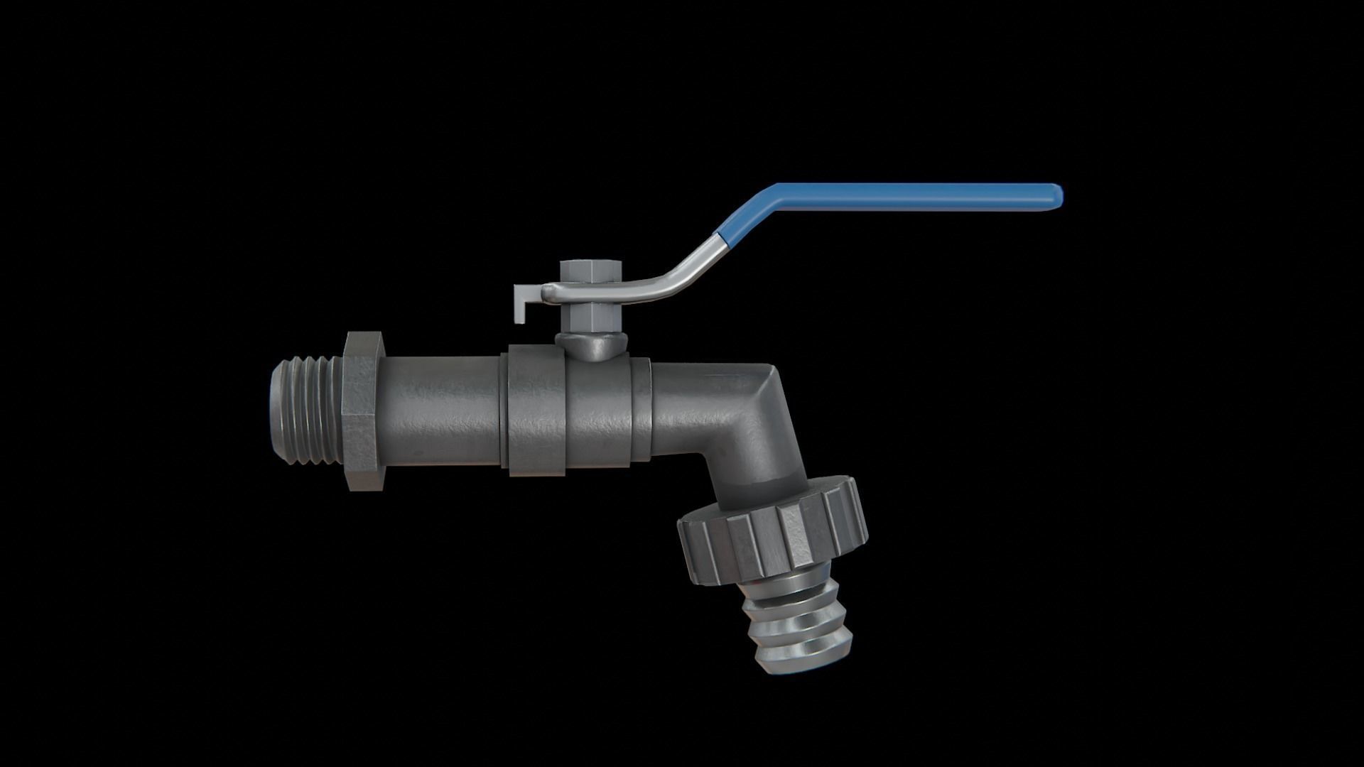 Valve Tap blue Low-poly 3D model_1
