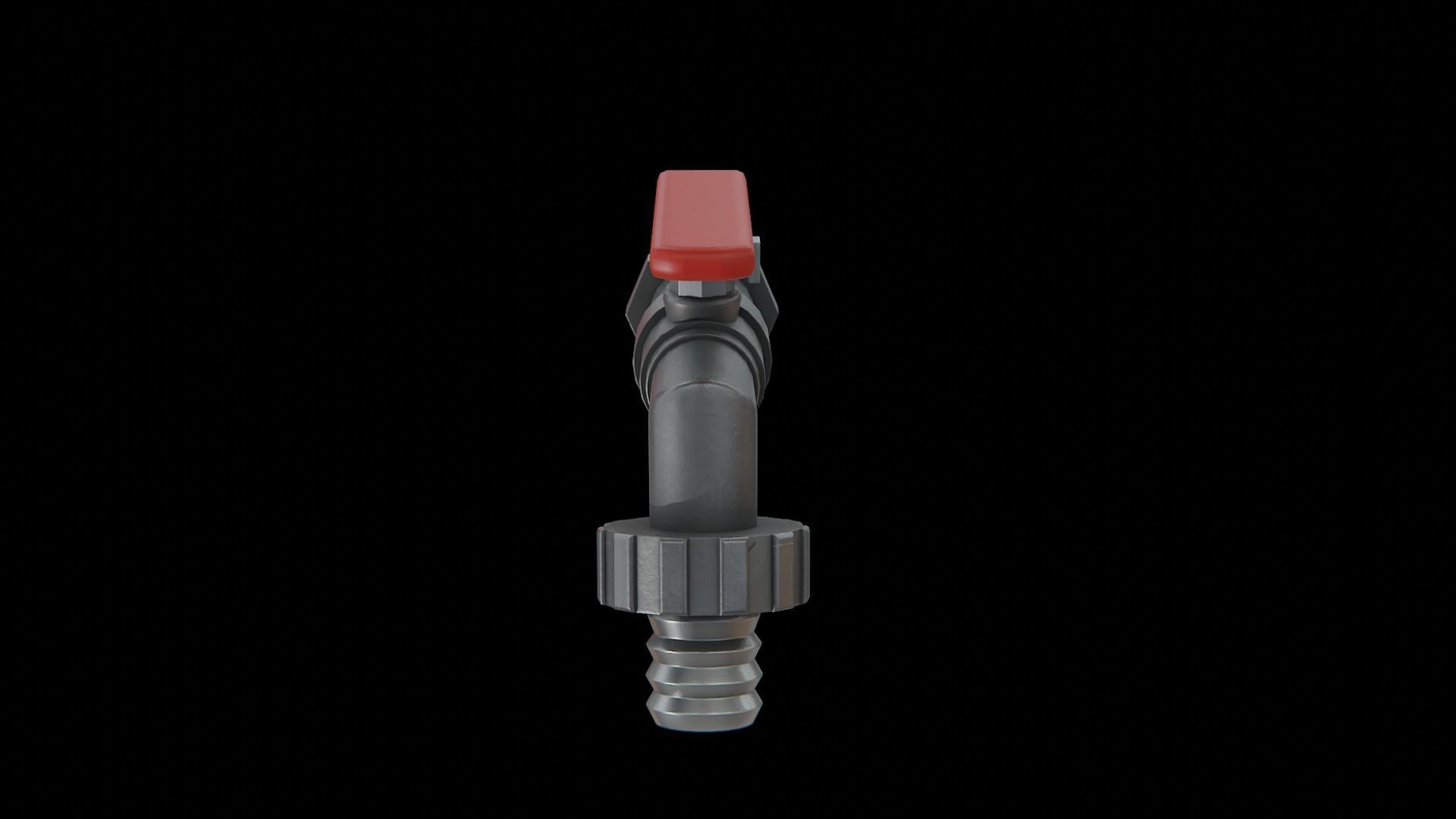 Valve Tap red Low-poly 3D model_5