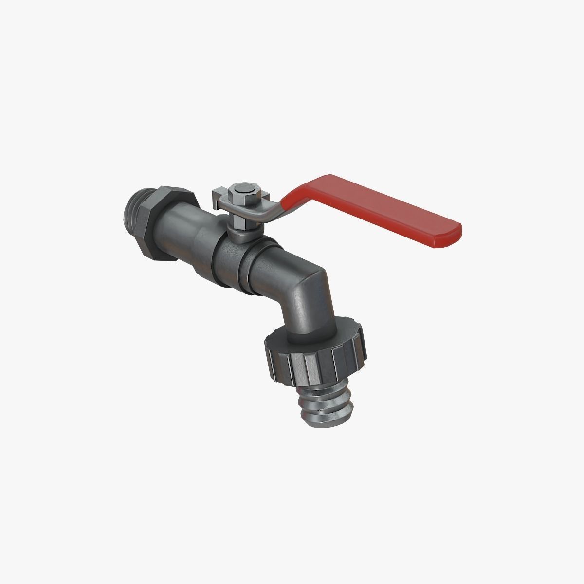 Valve Tap red Low-poly 3D model_7
