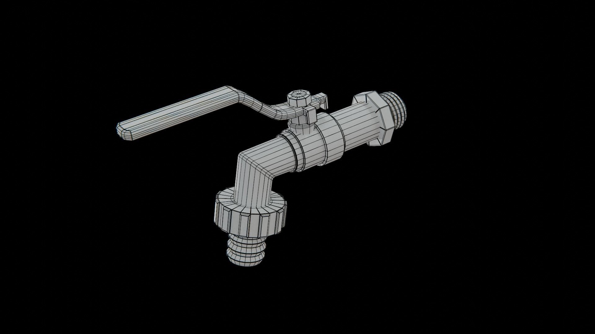 Valve Tap red Low-poly 3D model_8