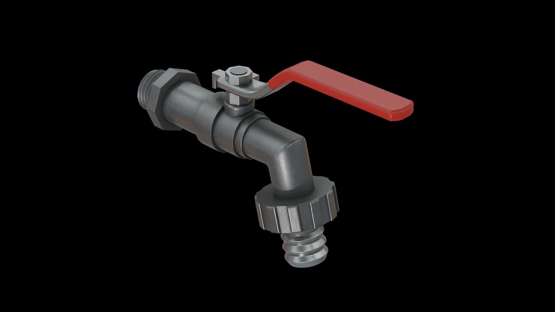 Valve Tap red Low-poly 3D model_4