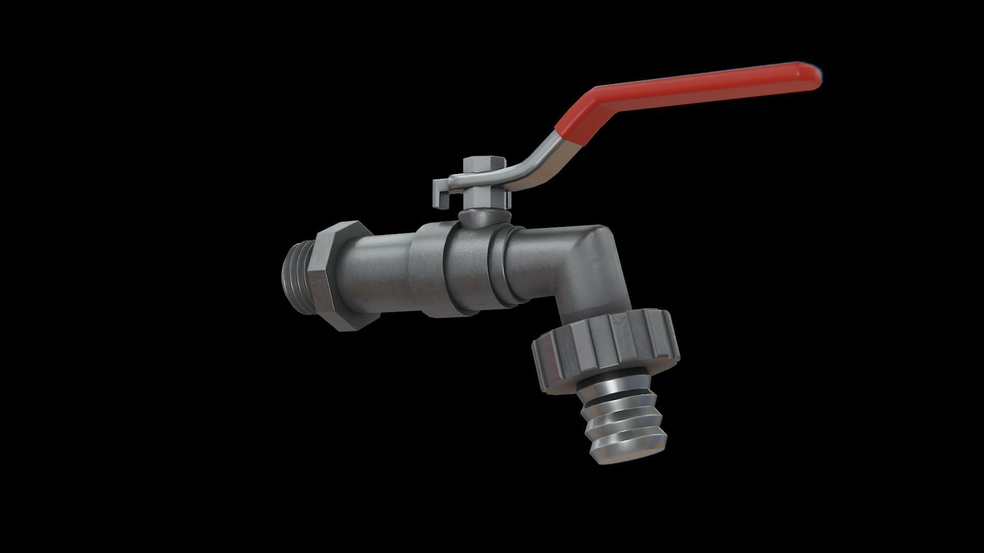 Valve Tap red Low-poly 3D model_3